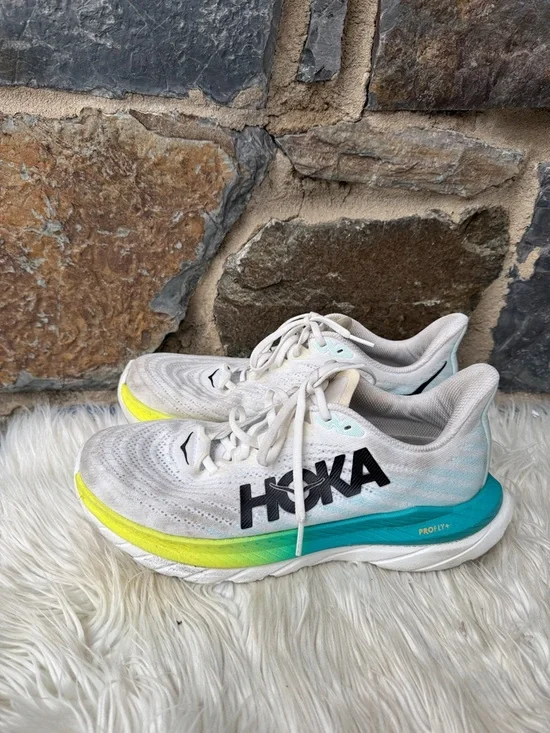 Hoka One One Women’s 'Mach 5' Running Sneakers in White/Blue Glass Size 9 - Picture 4 of 7